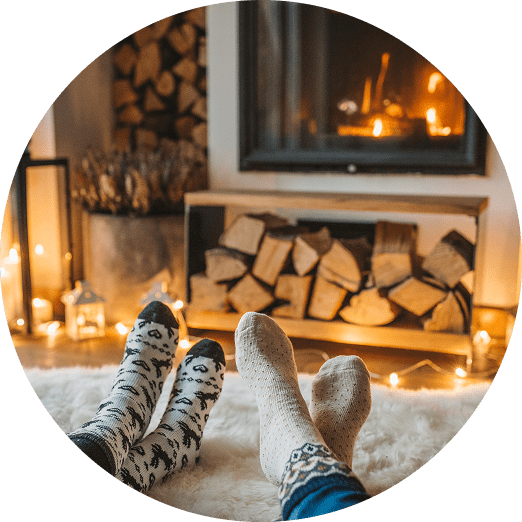 Relaxing by the fire with socks